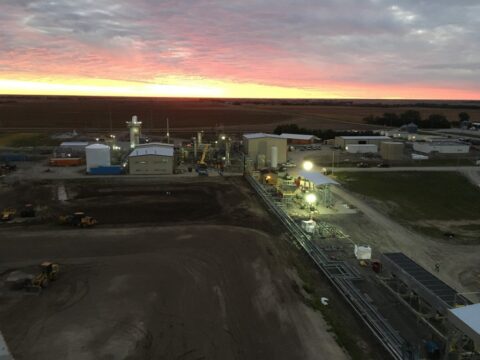 aerial view at sunset from above the Fortigen Geneva plant