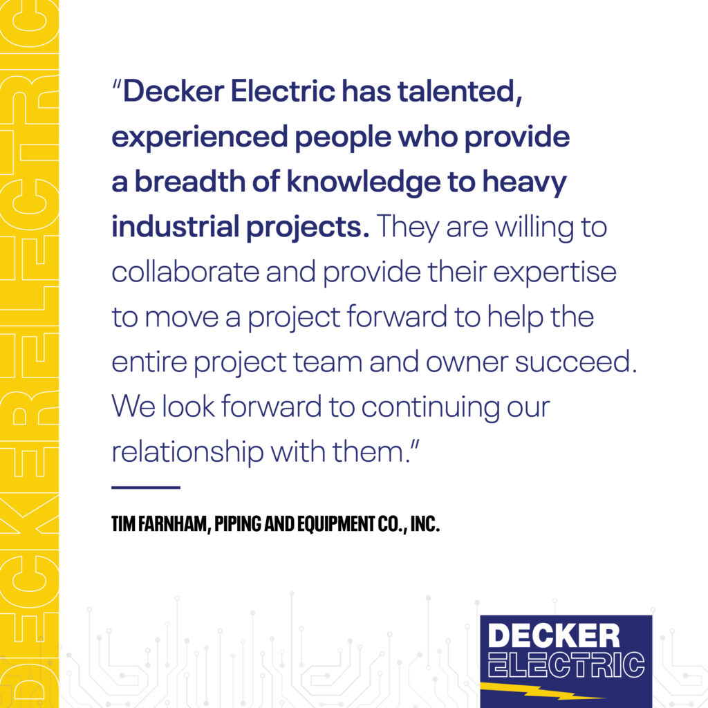 Piping_Equipment_Client_Testimonial_Decker_Electric