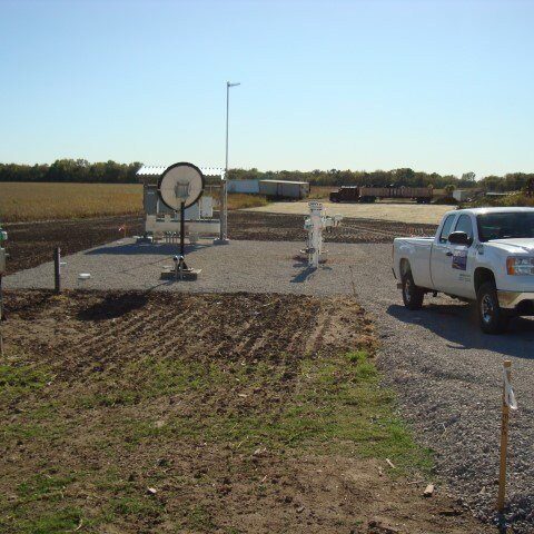 image of a truck outside a midstream facility