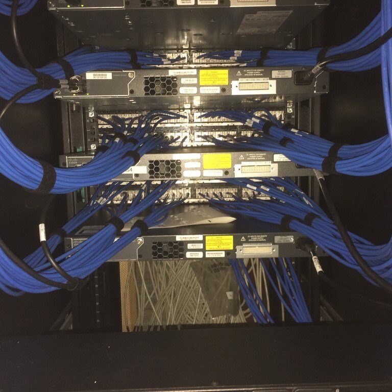 blue cabling work by Decker Electric in commercial facility